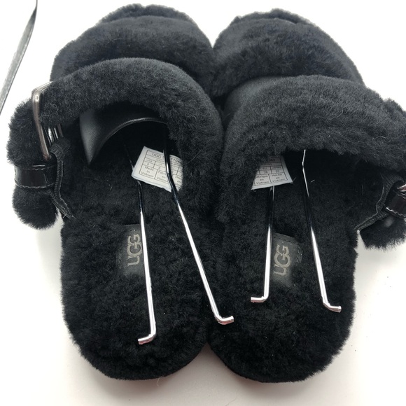 Ugg black double strap shearling slippers size womens 8 - Picture 5 of 9